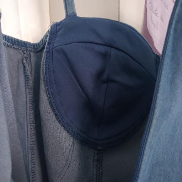 Haute Monde Blue Denim Overalls with Gold Details - Picture 10 of 13